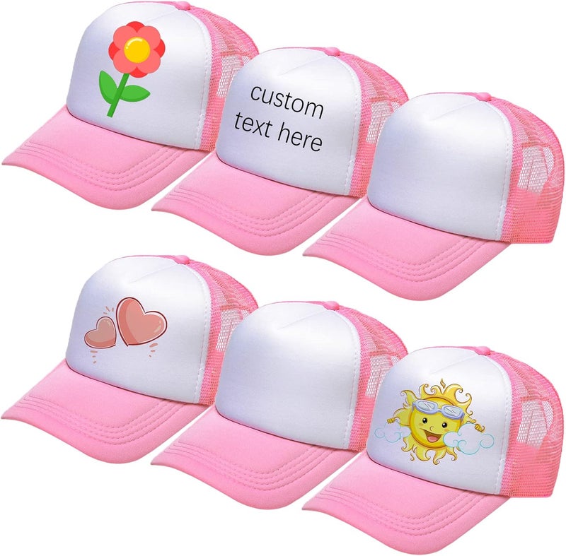 Ultrafun 6 Pack Kids Trucker Hat Sublimation Blank Plain Hats Mesh Adjustable Outdoor Sports Baseball Caps for Boys Girls - Image 1